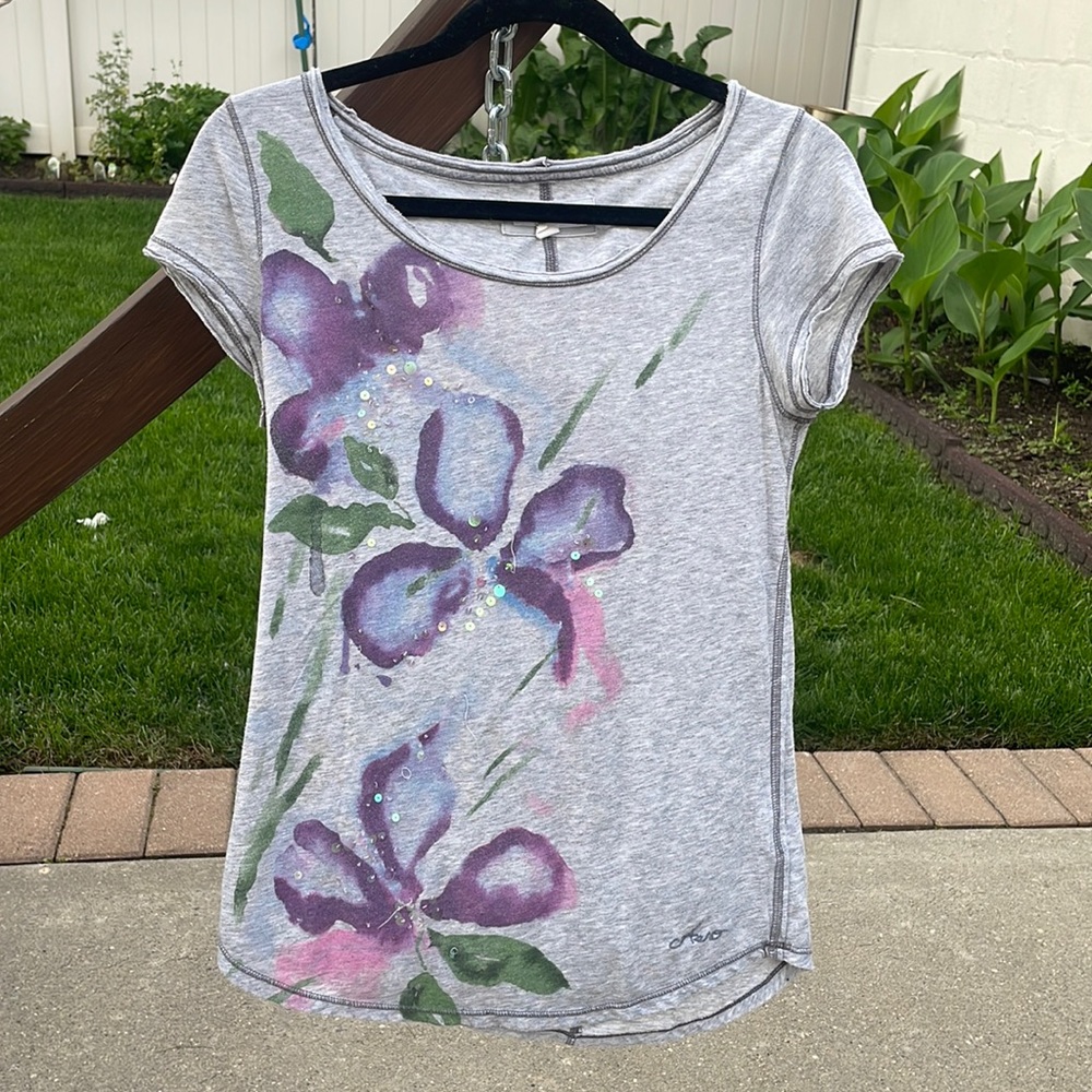 Light grey shirt with flowers